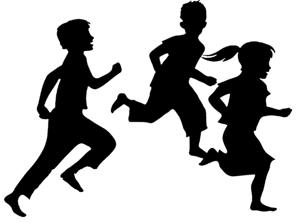 Image of three running children